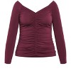 CITY CHIC | Women's Plus Size Ruched Sally Top - plum - 18W - 4 of 4