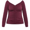 Women's Plus Size Ruched Sally Top - plum | CITY CHIC - image 4 of 4