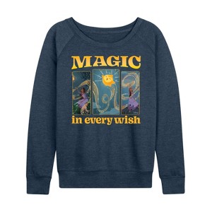 Women's - Disney - Magic In Every Wish Lightweight French Terry Wide Neck Long Sleeve Shirt - 1 of 4