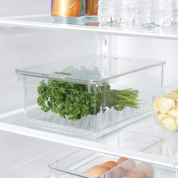 Lachesis Stackable Refrigerator Organizer Bins, Fridge Clear Bins with Handles Kitchen Organizer Fruit Container for Freezer, Pantry, Cabinets, Drawer