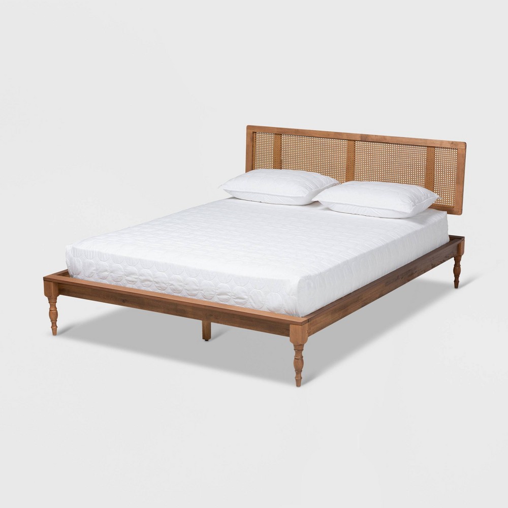 Photos - Bed Frame Full Romy Wood Platform Bed Ash Walnut - Baxton Studio