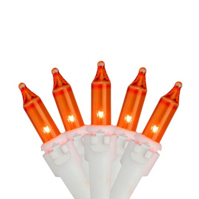 Northlight 100-Count Orange Mini Christmas Lights Set, 20.25ft White Wire