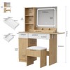 Vanity Desk with Mirror LED Lights, Power Outlet Makeup Vanity Table with Drawers and Storage Shelves Dressing Table - 2 of 4