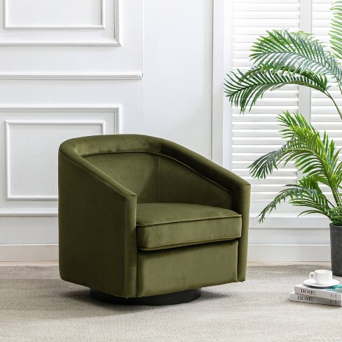 Classic Swivel Barrel Chair Sage Green Velvet Wovenbyrd Target