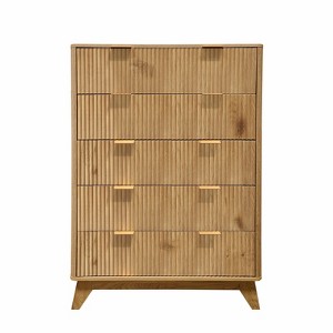 Fluted 5 Drawers Dresser, 48-Inch Tall Modern Chest of Drawers with Anti-Tipping Device, Wood Storage Organizer for Bedroom, Living Room, Hallway - 1 of 4