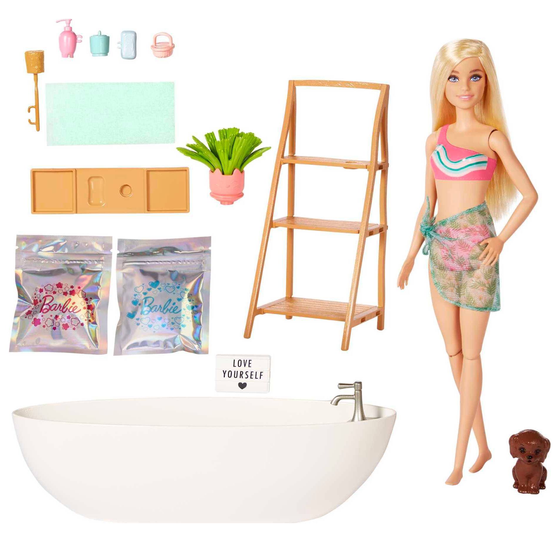 Barbie Doll & Bathtub Playset - Confetti Soap & Accessories - Blonde