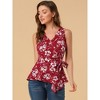 Allegra K Women's Sleeveless V Neck Tie Waist Asymmetric Hem Wrap Peplump Tops - 2 of 4