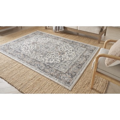 Braided Ivory/Grey Synthetic 6' x 9' Handmade Rectangular Rug