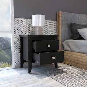 Vynxaria Black Wengue 2-Drawer Nightstand ¨C Modern Elegance for Your Bedroom - 1 of 4