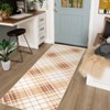 2'x6' Washable Modern Plaid Living Room Rugs, Geometric Checkered Soft Bedroom Carpet, Non Slip Large Dining Room Rugs, Orange/Taupe - 4 of 4