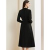 Allegra K Women's Long Sleeve Mock Neck A-Line Flowy Midi Pleated Shirt Dress - 3 of 4
