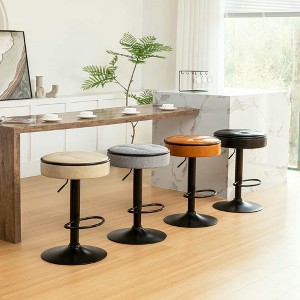 Resenkos Counter Bar Stools, Counter Stool,Round Storage Bar Stool Set of 2, 360��Counter Height Swivel Stool with Metal Frame,Beige Yellow - 1 of 4
