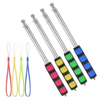 Unique Bargains Stainless Steel Telescopic Handheld Anti-Slip Flag Pole 4 Pcs
