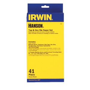 Irwin Hanson High Carbon Steel SAE Hex Tap and Die Set 4-40NC, 6-32NC, 8-32NC, 10-24NC, 10-32NF, 12- - 1 of 1