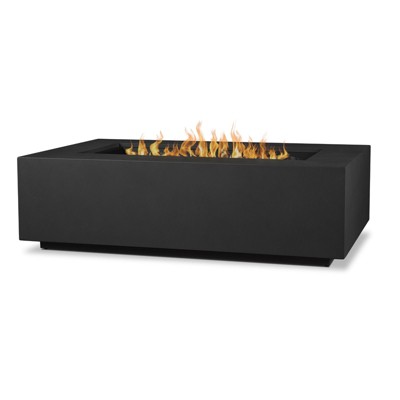 Aegean 50" Rectangle Steel Propane or Natural Gas Fire Pit Table in Black by Real Flame