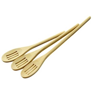 Chef Craft 3pc Maple Wood Kitchen / Mixing Slotted Spoon Set - 10, 12 & 14 inch - 1 of 2