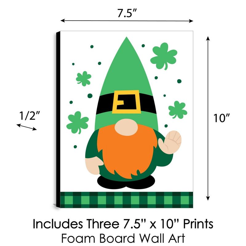 Big Dot of Happiness Irish Gnomes - St. Patrick's Day Wall Art and Holiday Room Decor - 7.5 x 10 inches - Set of 3 Prints, 5 of 8