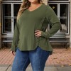 Women's Plus Size Long Sleeve V Neck Loose Fashion Buttons Tunic Blouse - Agnes Orinda - 2 of 4