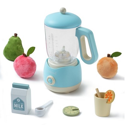 Robotime Dollhouses Pretend Play Kitchen Toy with 9 pcs Accessories,Toys Fruit Juicer Maker Realistic Light and Sound, Blue, 9.06"*6.61"*4.72"