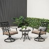 Tangkula Patio Metal Swivel Chairs Set of 4 Fabric Bistro Chairs w/ Curved Armrests - 4 of 4