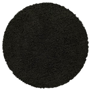 Charcoal Solid Shag and Flokati Tufted Round Accent Rug 4