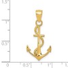 Black Bow Jewelry 14k Yellow Gold Anchor with Rope Pendant, 16 x 32mm - 4 of 4