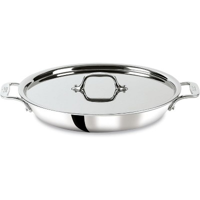 All-Clad D3 3-Ply Stainless Steel Universal Pan with Lid 3 Quart Induction Oven Broiler Safe 600F Pots and Pans, Cookware Silver