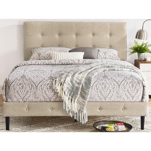 DeCoro Cambridge Upholstered Wooden Platform Bed Frame - 1 of 4