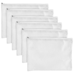 Bright Creations 6 Pack Blank Canvas Travel Makeup Bag with Zipper, Cosmetic Bag Organizer for Purse, 12 x 9 In - 1 of 4