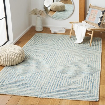 Light Blue Hand-Tufted Wool Rectangular Area Rug 4' x 6'