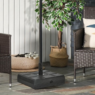 Black HDPE Fillable Patio Umbrella Base with Steel Holder
