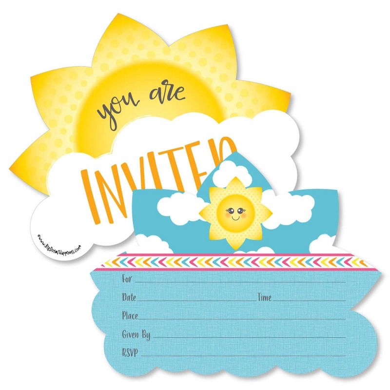 Big Dot of Happiness You are My Sunshine - Shaped Fill-in Invitations - Baby Shower or Birthday Party Invitation Cards with Envelopes - Set of 12, 1 of 7