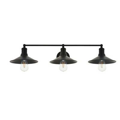 Etude Black Metal 3-Light Wall Sconce with Cone Shades