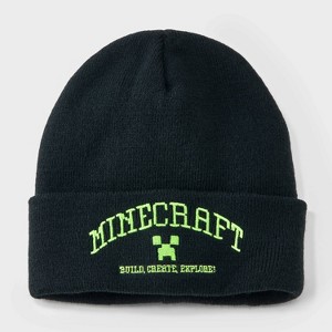 Kids' Minecraft Knit Beanie Hat - Black/Green : Target