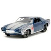 1973 Chevrolet Camaro Dark Blue Metallic with Gray Stripes and Winter Soldier Diecast Figure 1/32 Diecast Model Car by Jada - 2 of 4