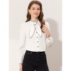 Allegra K Women's Elegant Bow Tie Neck Work Long Sleeve Button Front Shirt - 2 of 4