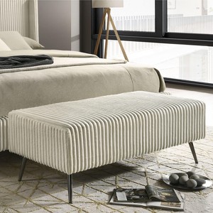 Sapphtopaz Modern 48.3" Ottoman Corduroy Upholstered Accent Bench with Metal Legs Rectangle Vanity Stool for Living Room, Bedroom, Entryway - 1 of 4