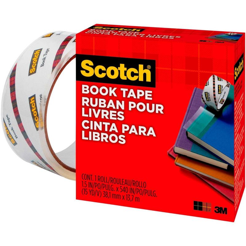 Scotch 845 Book Tape, 1.50 Inches x 15 Yards, 3 Inch Core, Crystal Clear, 1 of 2