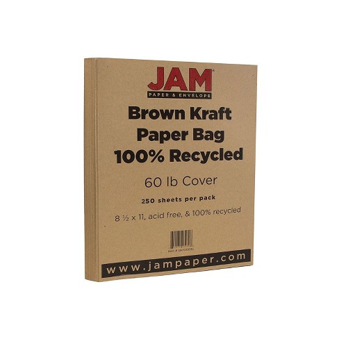 Jam Paper Parchment 65lb Cardstock, 8.5 x 11 Coverstock, Brown Recycled, 250 Sheets/Ream (96700100B)