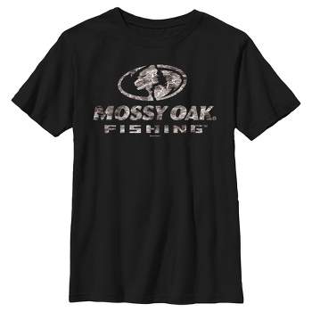 Boy's Mossy Oak Black Water Fishing Logo T-shirt - White - Small