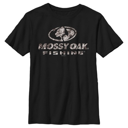 Boy's Mossy Oak Water Fishing Logo Graphic Tee Black Large