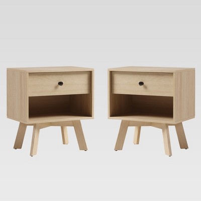 Saracina Home 2pc Scandinavian 1 Drawer Nightstand with Cubby