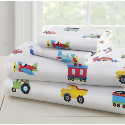 Blue Twin Cotton Kids Comforter Set with Playful Designs