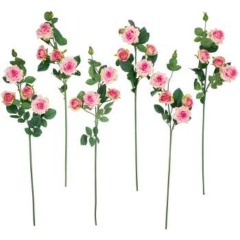 Northlight Set of 6 Coral Pink Real Touch Rose Artificial Floral Sprays, 35"
