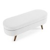 Oval Flip Top Storage Bench With 4 Rubber Wooden Legs, Storage Space Upholstered Fabric Storage Bench, Shoe Benches - 3 of 4