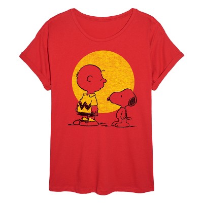 Women's - Peanuts - Snoopy and Charlie Brown Oversized Graphic T-Shirt