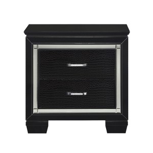 NicBex Nightstand with 2 Drawers,1pc Side Table with LED Lighting and Black Finish,28 inch Bedside Table for Bedroom,Living Room,Black/Silver/Gray - 1 of 4