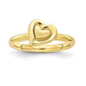 Black Bow Jewelry Yellow Gold Tone Plated Sterling Silver Stackable 9mm Heart Ring - 1 of 4