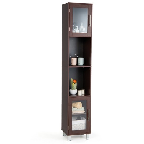 Costway Freestanding Bathroom Storage Cabinet for Kitchen and Living Room, Brown