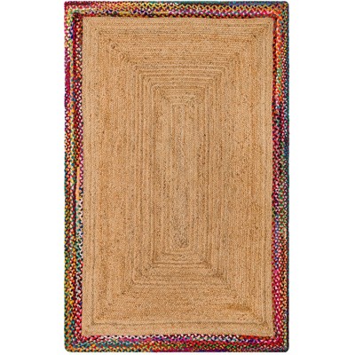 Handmade Blue and Brown Braided Jute 5' x 8' Area Rug